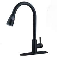 Export quality products Pull Down kitchen faucet Contemporary Matte Black Single Handle UPC stainless steel 304 kitchen faucet